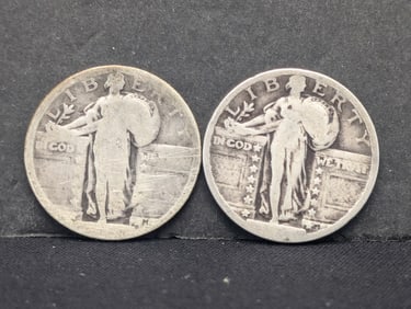 (2) Dateless Standing Liberty Quarters- 90% Silver