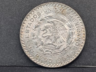 1964 Mexico One Peso Silver Coin.