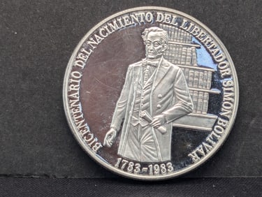 1983 South American 100 Bolivares- GEM Proof- 90% Silver, 31/1 Grams- 300k Minted