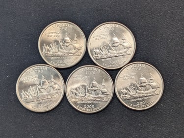 (5) 2000-P Virginia State Quarters- MS+