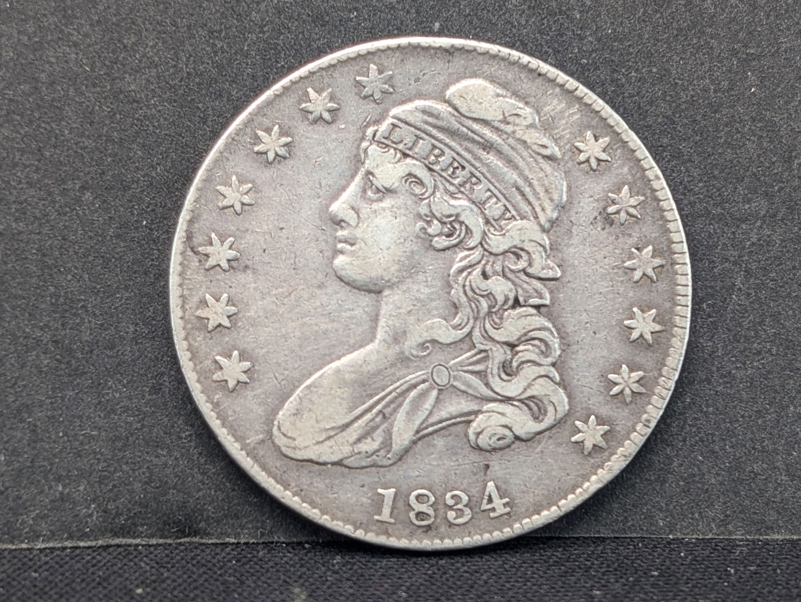 1834 Capped Bust Half. Original XF. Rotated Reverse. (1 of 3)