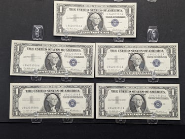 (5) 1957 $1 Silver Certificate - Consecutive Serial #'s