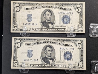 (2) 1934-C $5 Silver Certificates