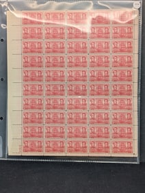 1937 Army & Navy: Decatur & MacDonough 2-Cent Sheet Of 50 U.S. Stamps.  Scotts # 791.  Plate Block #