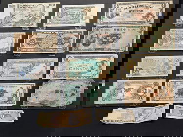 Assortment Of 14 Different Banknotes From 14 Different Countries.
