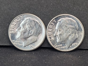 1956-P+D UNC 90% Silver Roosevelt Dimes