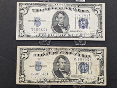 (2) 1934-D $5 Silver Certificates