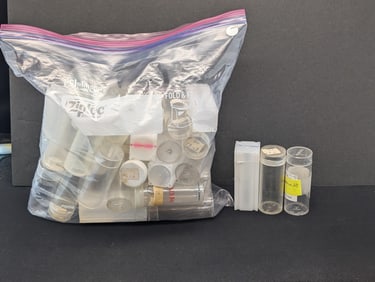 40 Quarter Sized Round & Square Coin Tubes For Storing Coins.