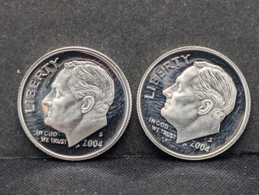 (2) 2004-S 90% Silver Proof Roosevelt Dimes