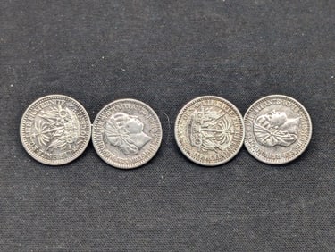 (4) Haitian Dimes on Cuff Links- 83.5% Silver- 11 Total Grams
