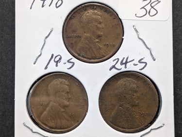 1918, 19-S, 24-S Lincoln Pennies