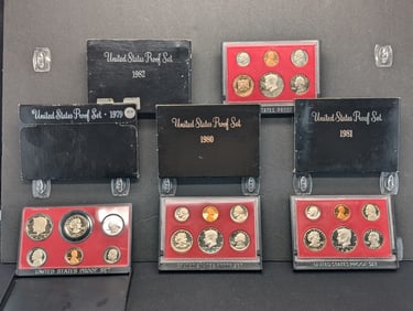 1979-S 1980-S 1981-S 1982-S United States Proof Sets With Original Gov't Packaging.  23 Coins.