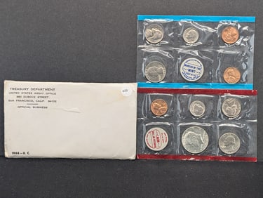 1968-P+D U.S. Mint Uncirculated Set- Contains 1968-D 40% Silver Kennedy Half Dollar