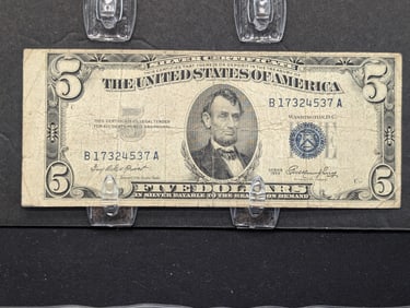 ERROR - 1953 $5 Silver Certificate - Miscut