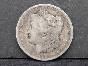 1901 Key Date United States Morgan Silver Dollar.