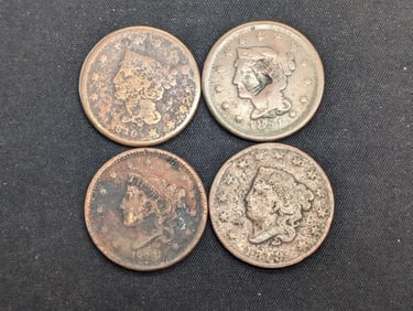 Lot of (4) U.S. Large Cents