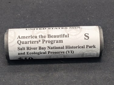 2020 S US Mint Fancy Wrap roll of Salt River Bay America the Beautiful Quarters. GEM BU.