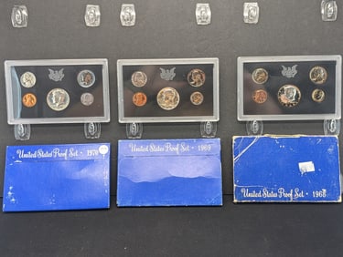1968-S 1969-S 1970-S United States Proof Sets With Original Gov't Packaging.  Includes The 1970-S