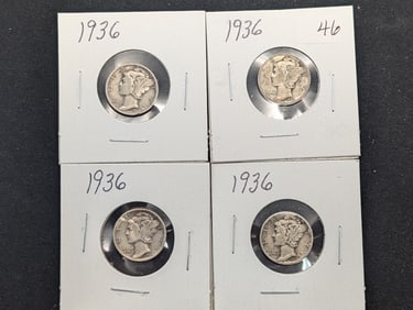 4- 1936  Mercury Dimes