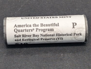 2020 P US Mint Fancy Wrap roll of Salt River Bay America the Beautiful Quarters. GEM BU.