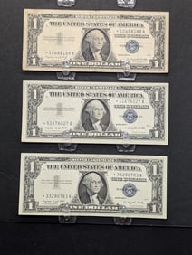 (3) 1957-A $1 Silver Certificate Star Notes