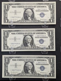 (3) 1957 $1 Silver Certificate Star Notes - CRISP