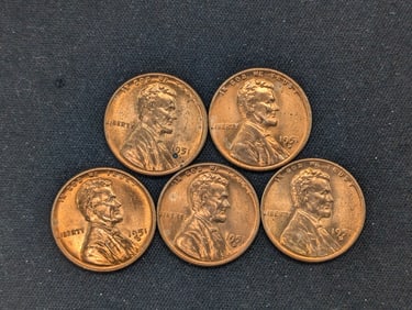 (5) 1951-D Red BU Lincoln Wheat Cents