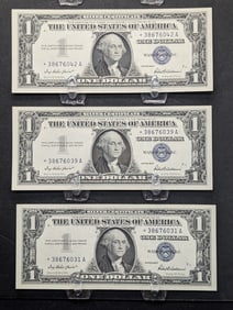 (3) 1957 $1 Silver Certificate Star Notes - CRISP