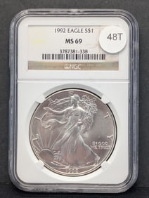 1992 American Silver Eagle NGC Graded MS69