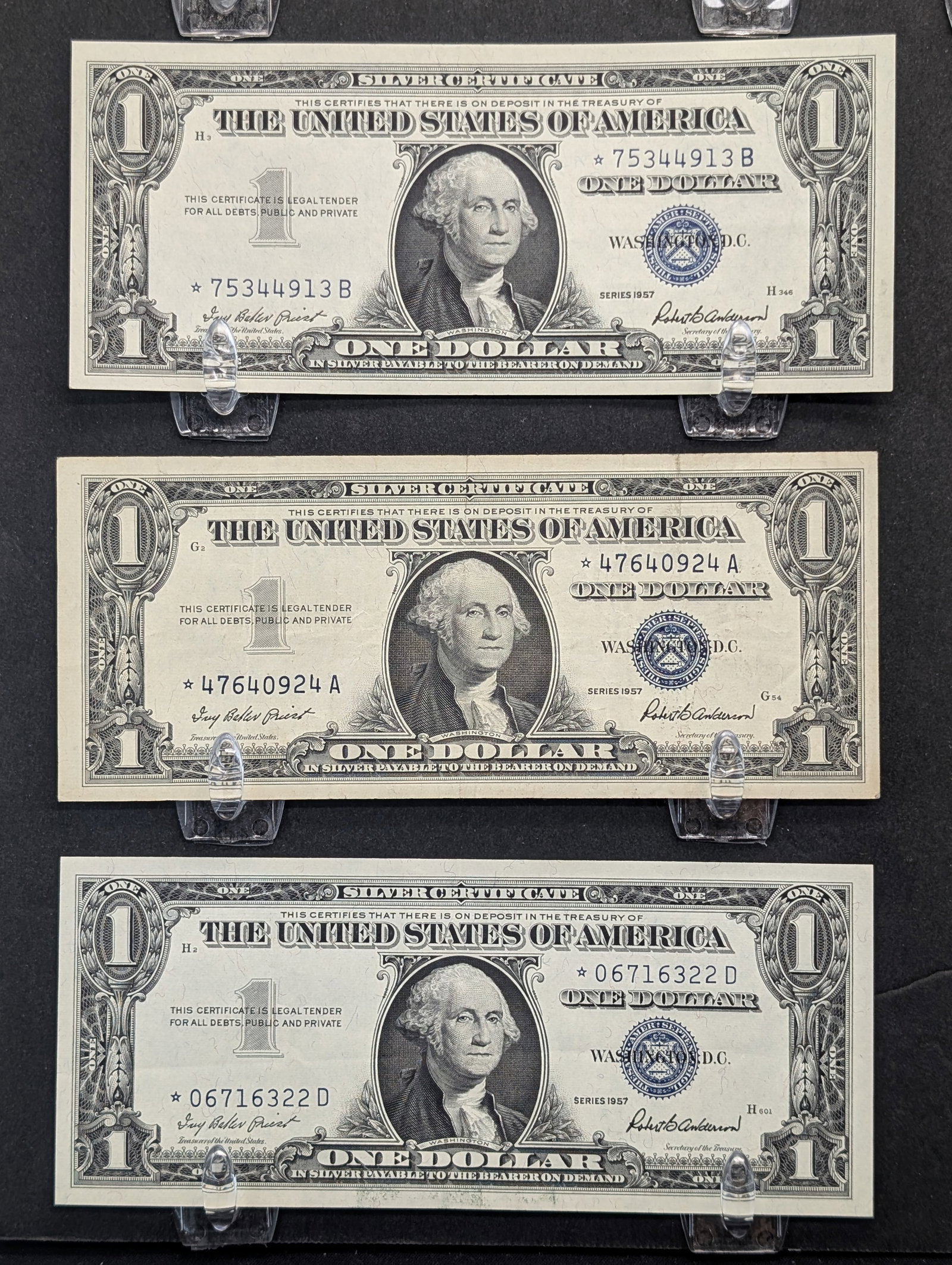 (3) 1957 $1 Silver Certificate Star Notes - CRISP (1 of 4)