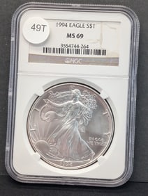 1994 American Silver Eagle NGC Graded MS69