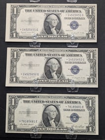 1935-E & (2) 1935-G $1 Silver Certificate Star Notes - CRISP