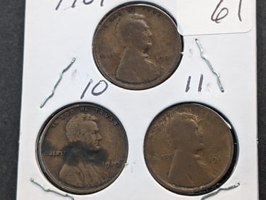 1909, 10, 11 Lincoln Pennies