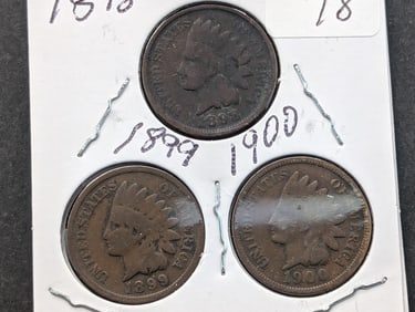 1898, 1899, 1900 Indian Head Pennies