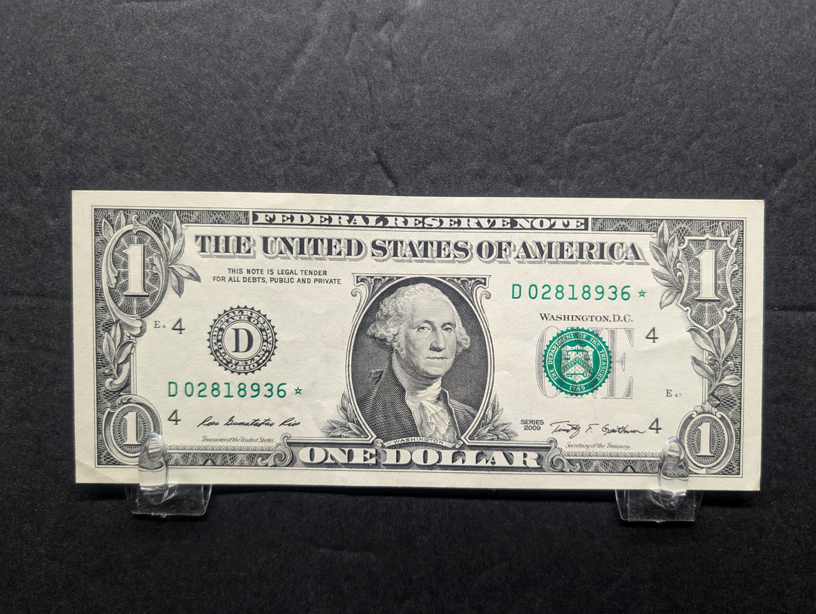2009 $1 Green Seal Fed Res Star Note - CRISP (1 of 3)