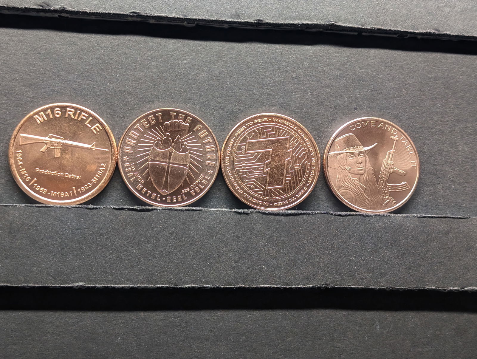 Lot of Four 1 Oz. .999 FINE COPPER Various Designed Coins (1 of 4)
