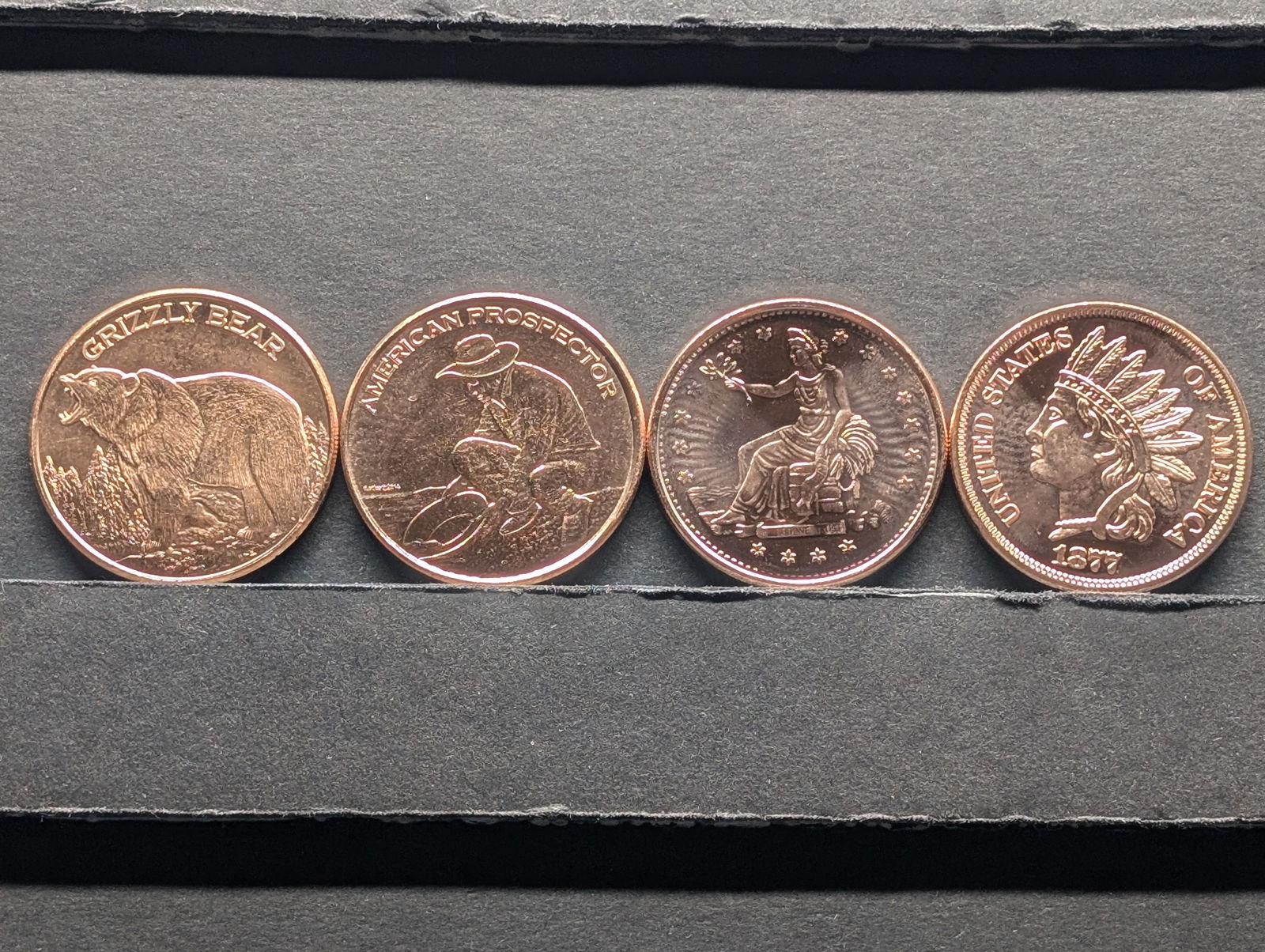 Lot of Four 1 Oz. .999 FINE COPPER Various Designed Coins (1 of 4)