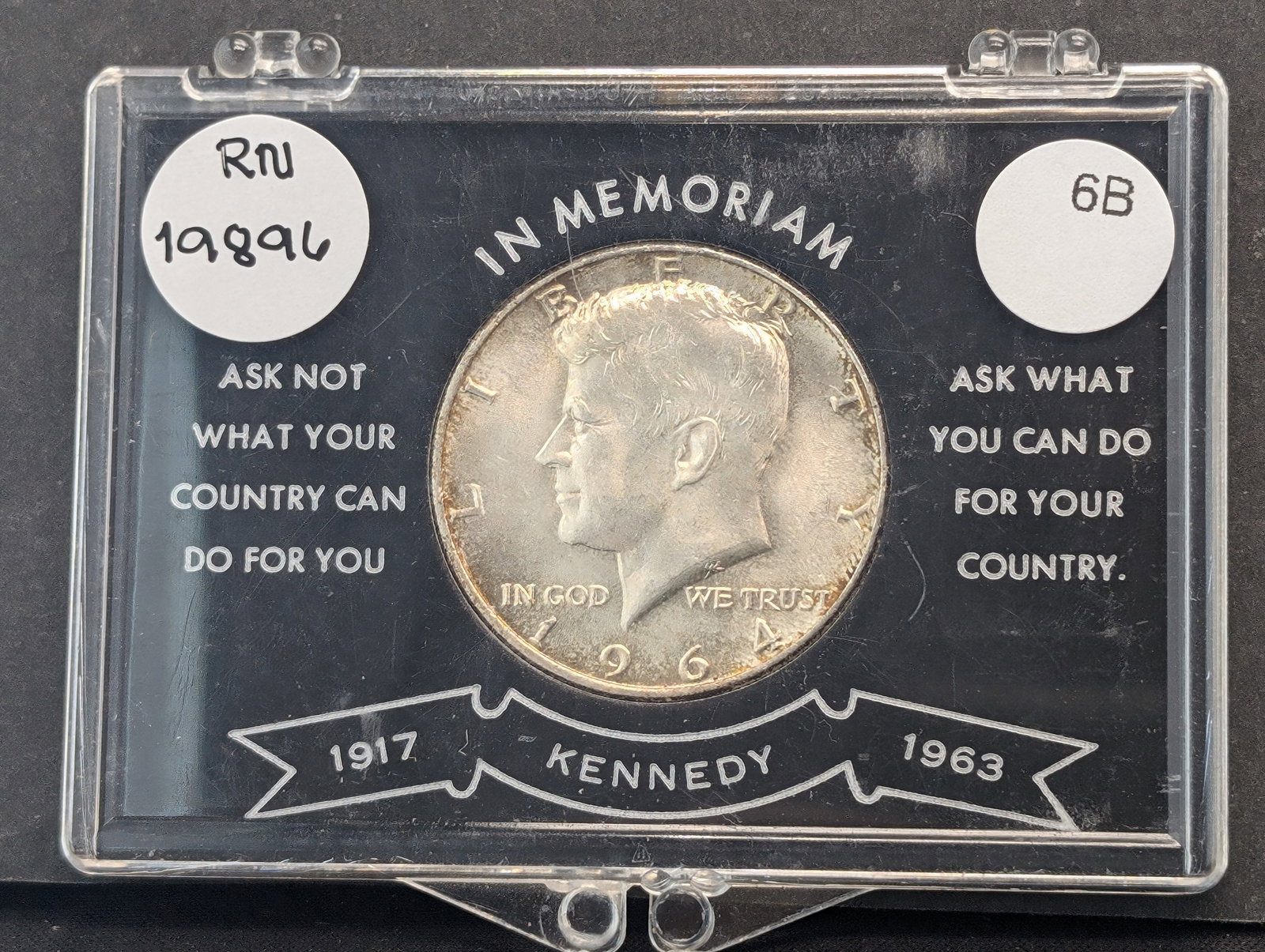 In Memoriam- 1964 90% Silver Kennedy Half Dollar in Case (1 of 3)