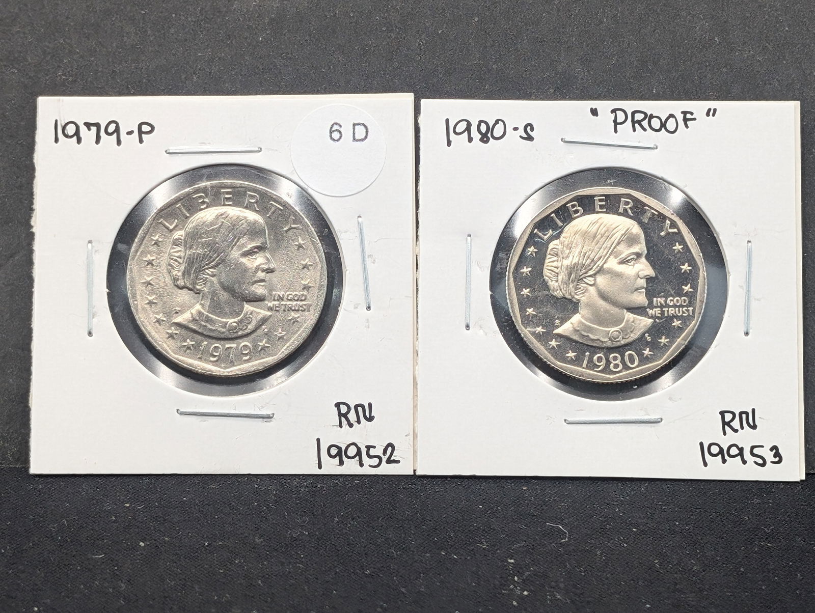 1979-P UNC + 1980-S Proof Susan B. Anthony Dollars (1 of 3)