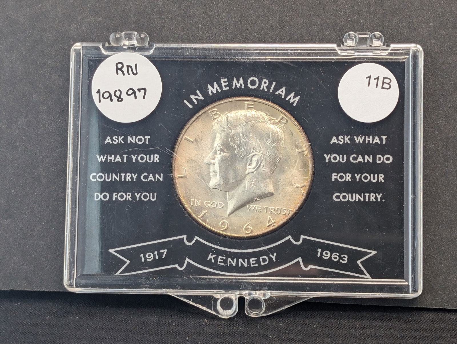 In Memoriam- 1964-D 90% Silver Kennedy Half Dollar in Case (1 of 3)