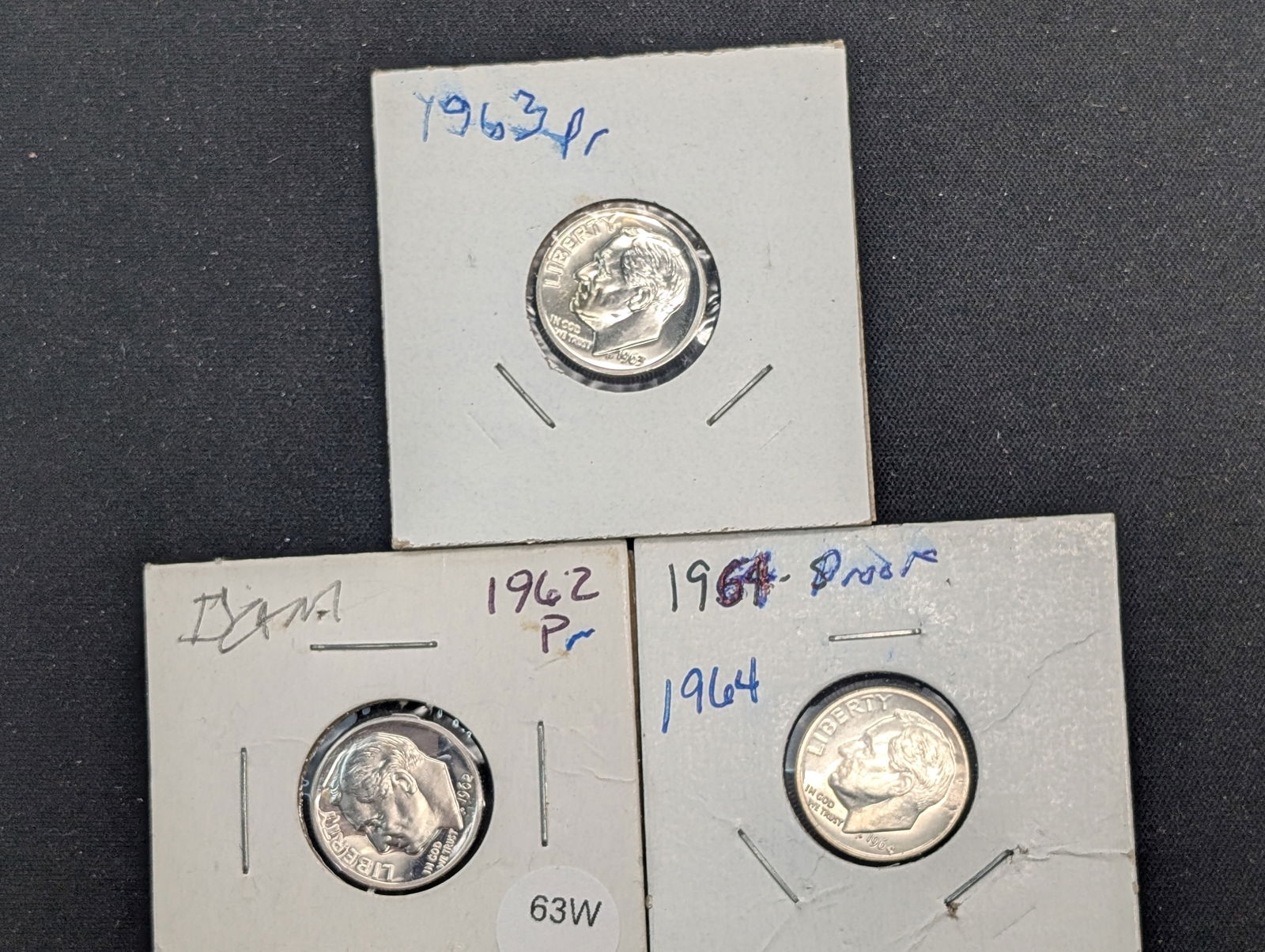 1962, 1963, 1964 Proof 90% Silver Roosevelt Dimes (1 of 5)