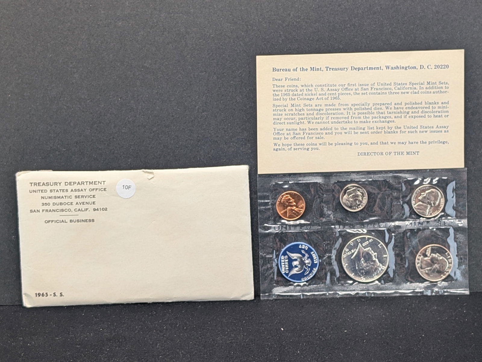 1965 U.S. Special Mint Set- Contains 1965 40% Silver Kennedy Half Dollar (1 of 4)