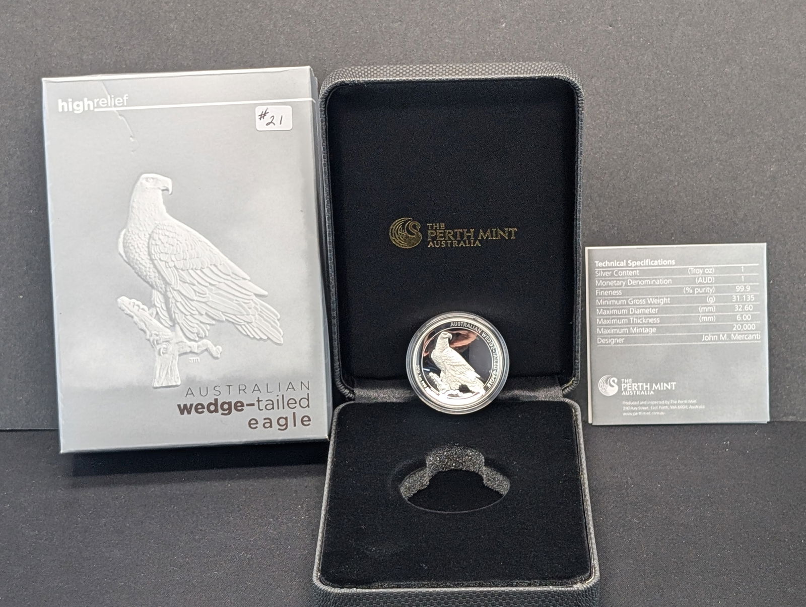 2016 Australian Wedge-tailed eagle The Perth Mint  Coin  03127 1 oz Silver High relief Proof (1 of 5)