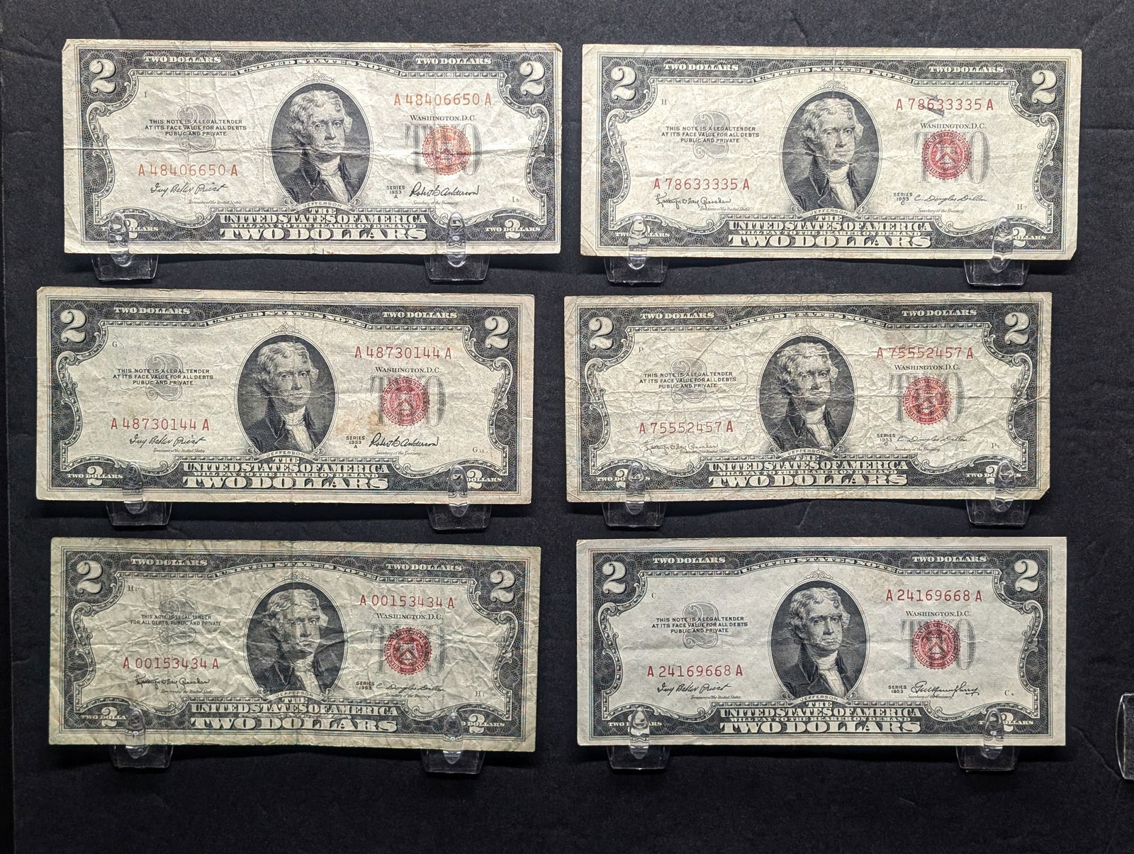 6 $2 Red Seal U.S. Notes (1 of 4)