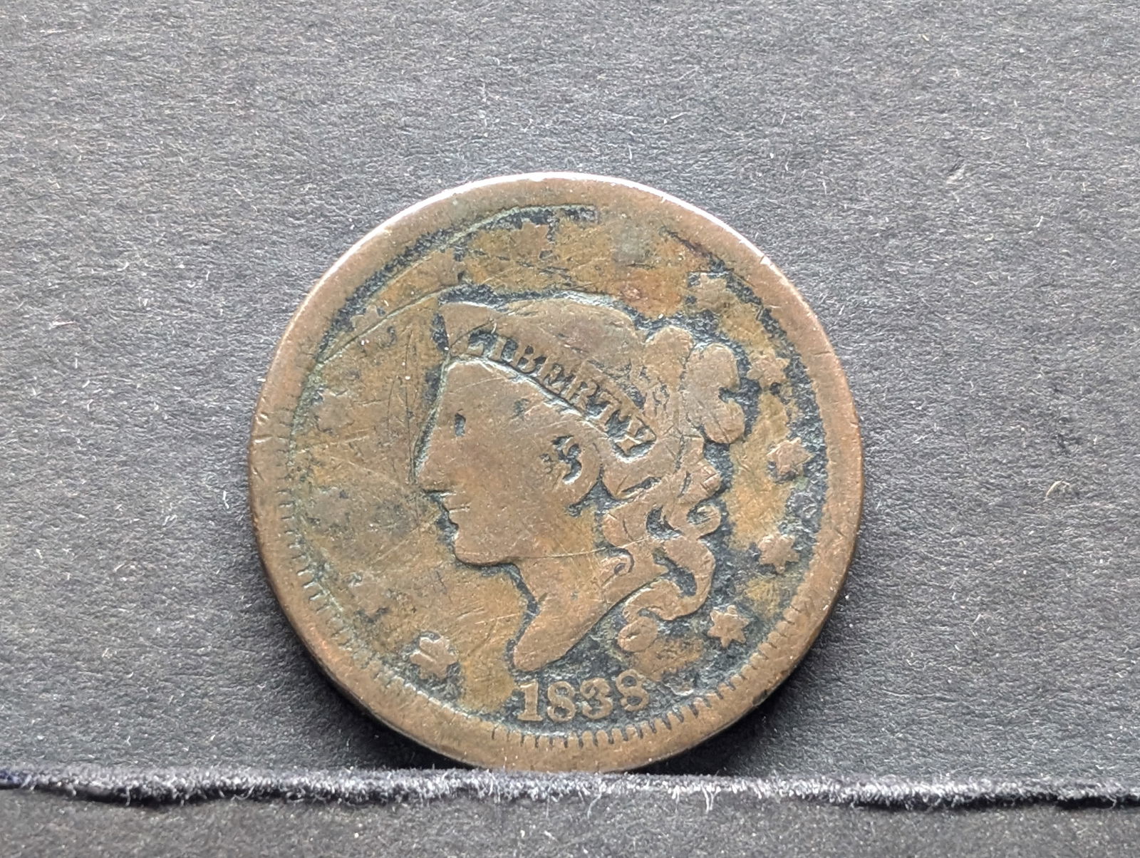 1838 Matron Head Large Cent - 186 Years Old! - Nice Starter! (1 of 3)