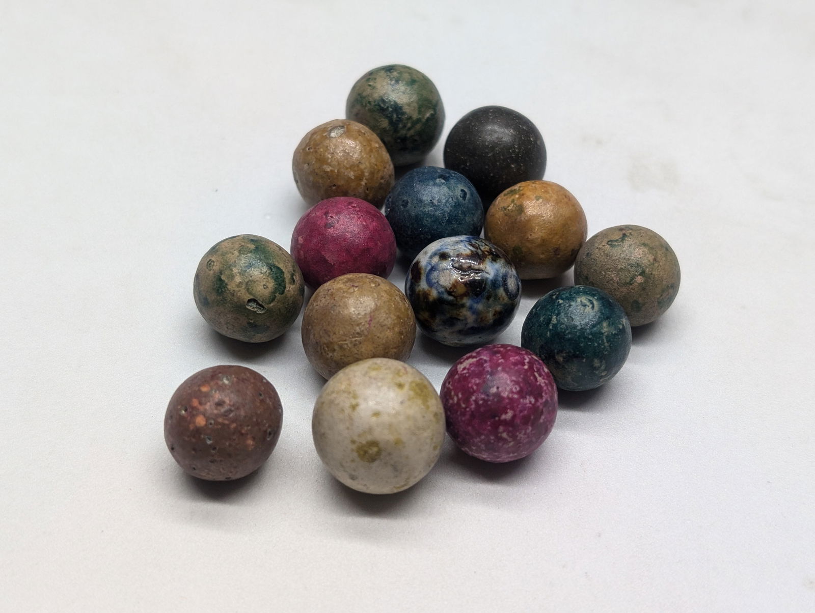 14-Clay, Civil War Era (1860's) Marbles (1 of 3)