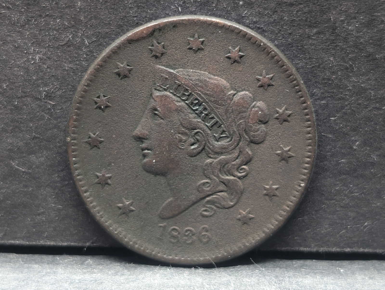 1836 Matron Head Large Cent. VF detail but porous. (1 of 3)