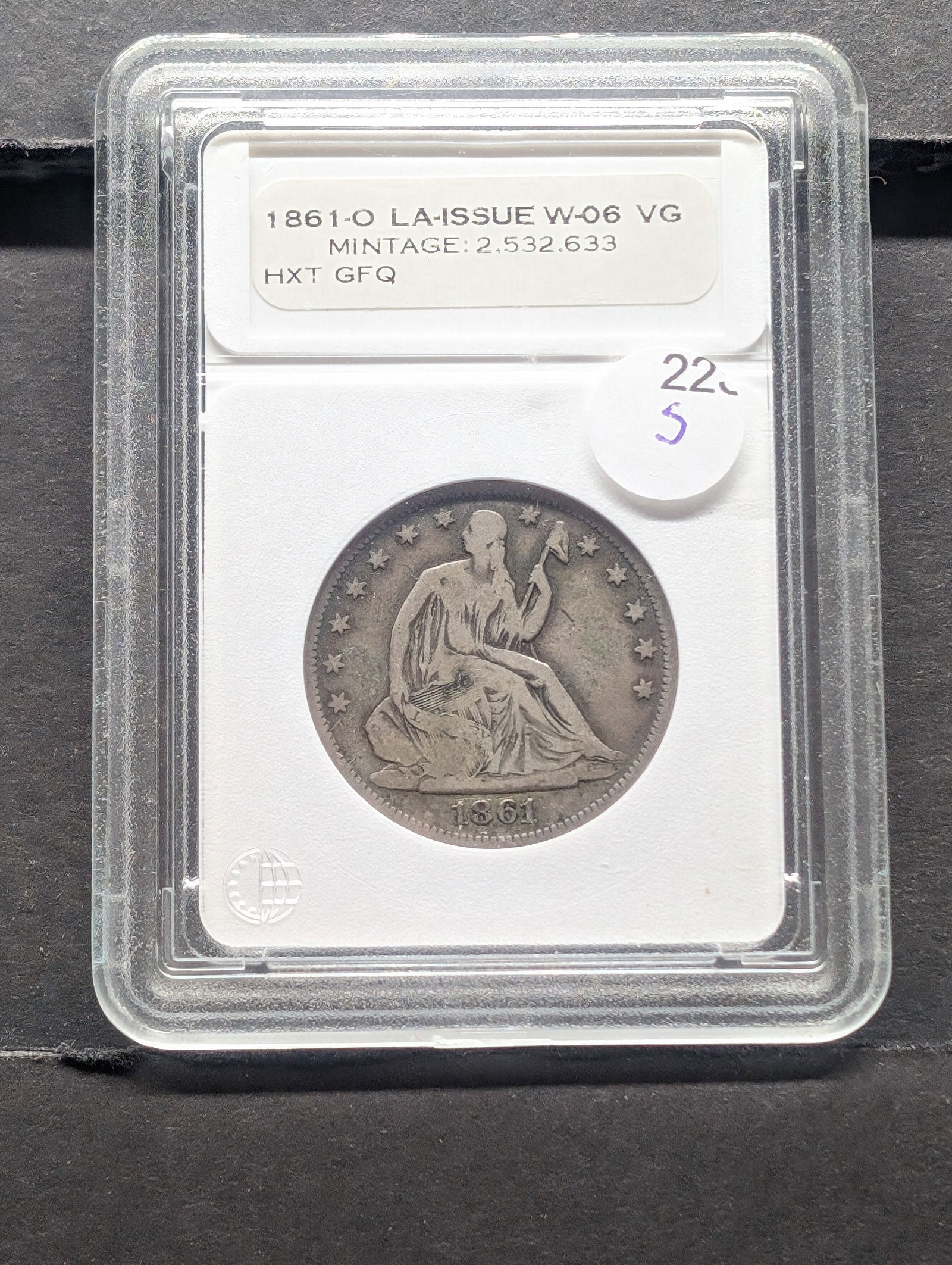 1861-O Seated Liberty Half Dollar- VG- Full Drapery (1 of 4)