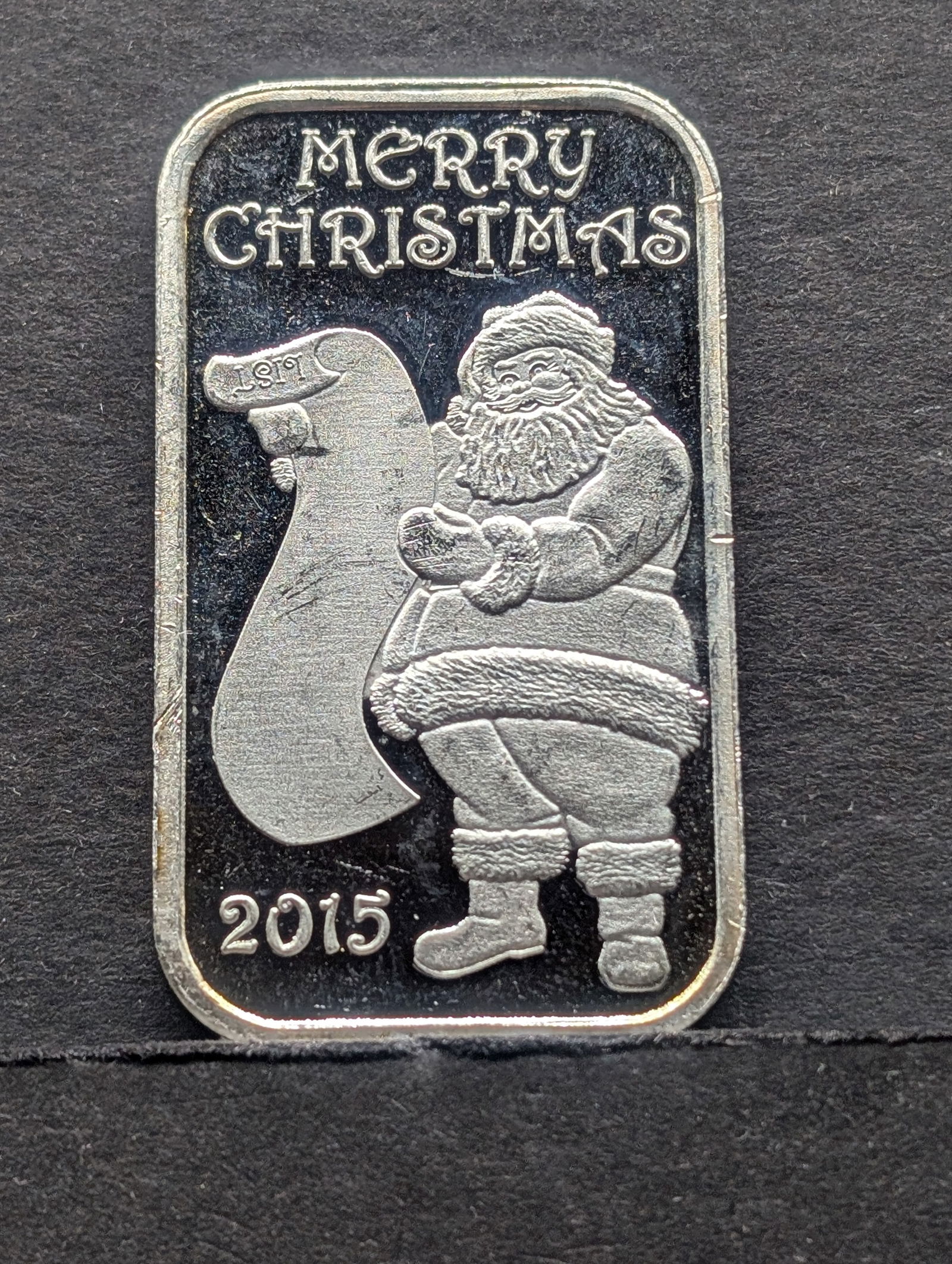 1 Troy Oz. .999 FINE SILVER Merry Christmas - Santa's List Designed Art Bar (1 of 2)