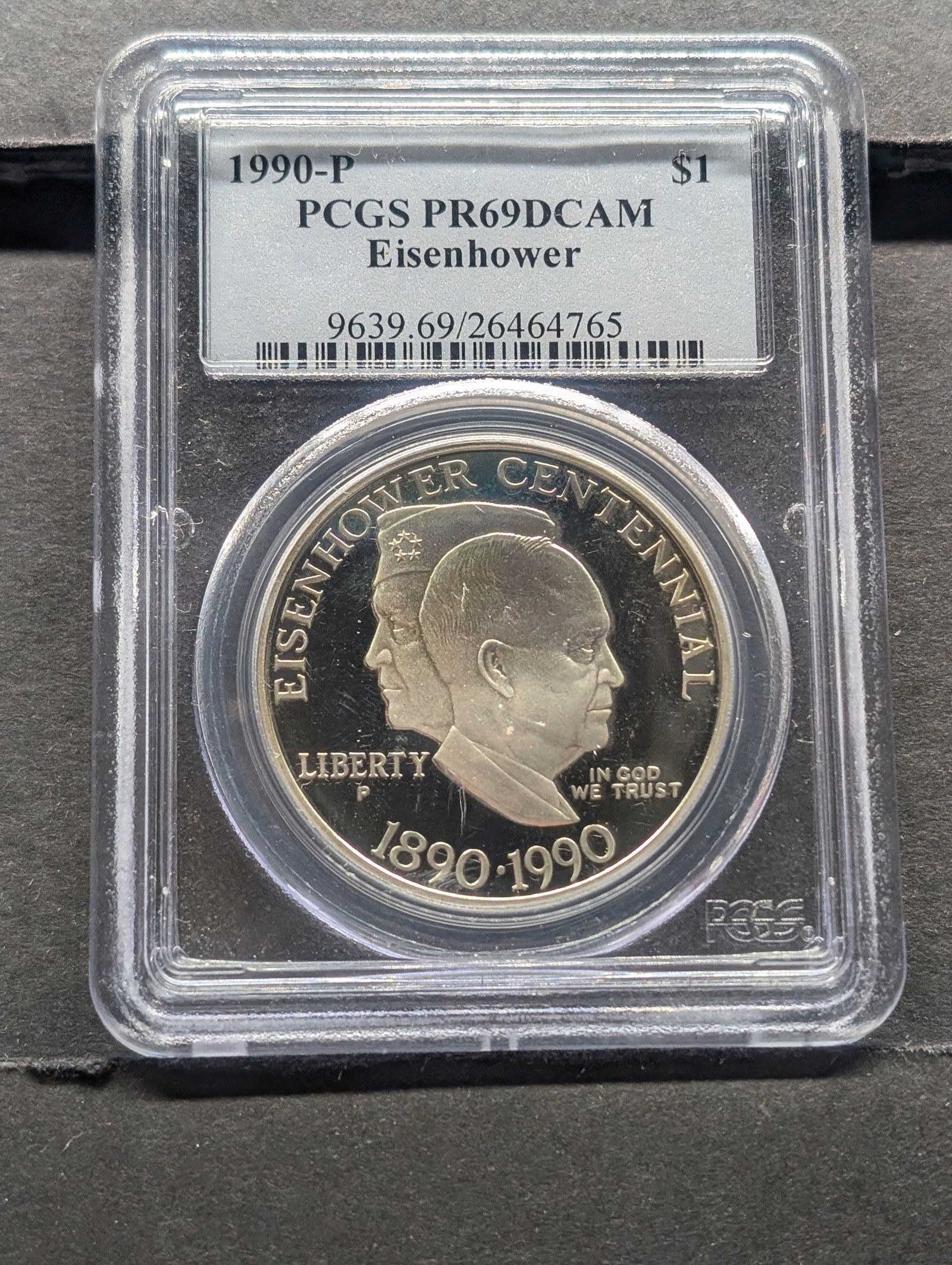 1990-P PROOF Eisenhower Commem Silver Dollar - PCGS PR69 DCAM (1 of 4)
